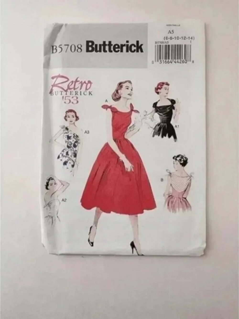 Butterick Retro 52’ B4919 Misses Dress Sewing Pattern 6-8-10-12 Uncut. Fitted To